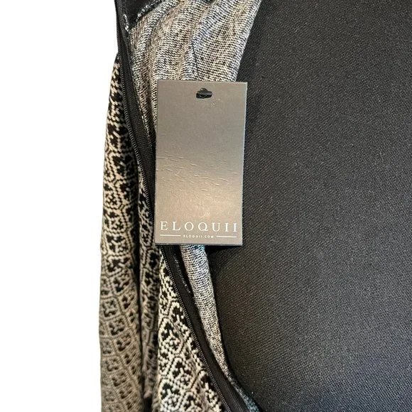 Eloquii Womens Dress Textured Knit Long Sleeve Jacquard Design Black White 18/20 - Picture 11 of 16